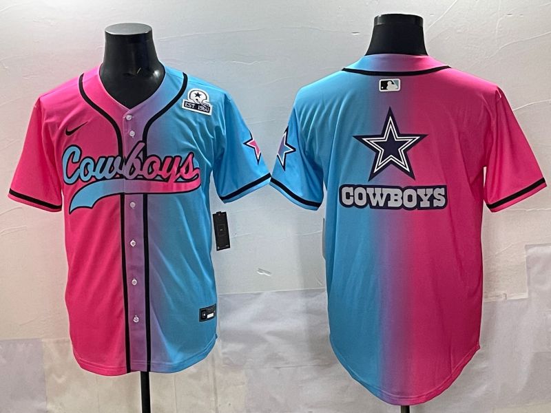 Men 2025 Dallas Cowboys Blank Blue pink Nike Limited NFL Jersey style 0010